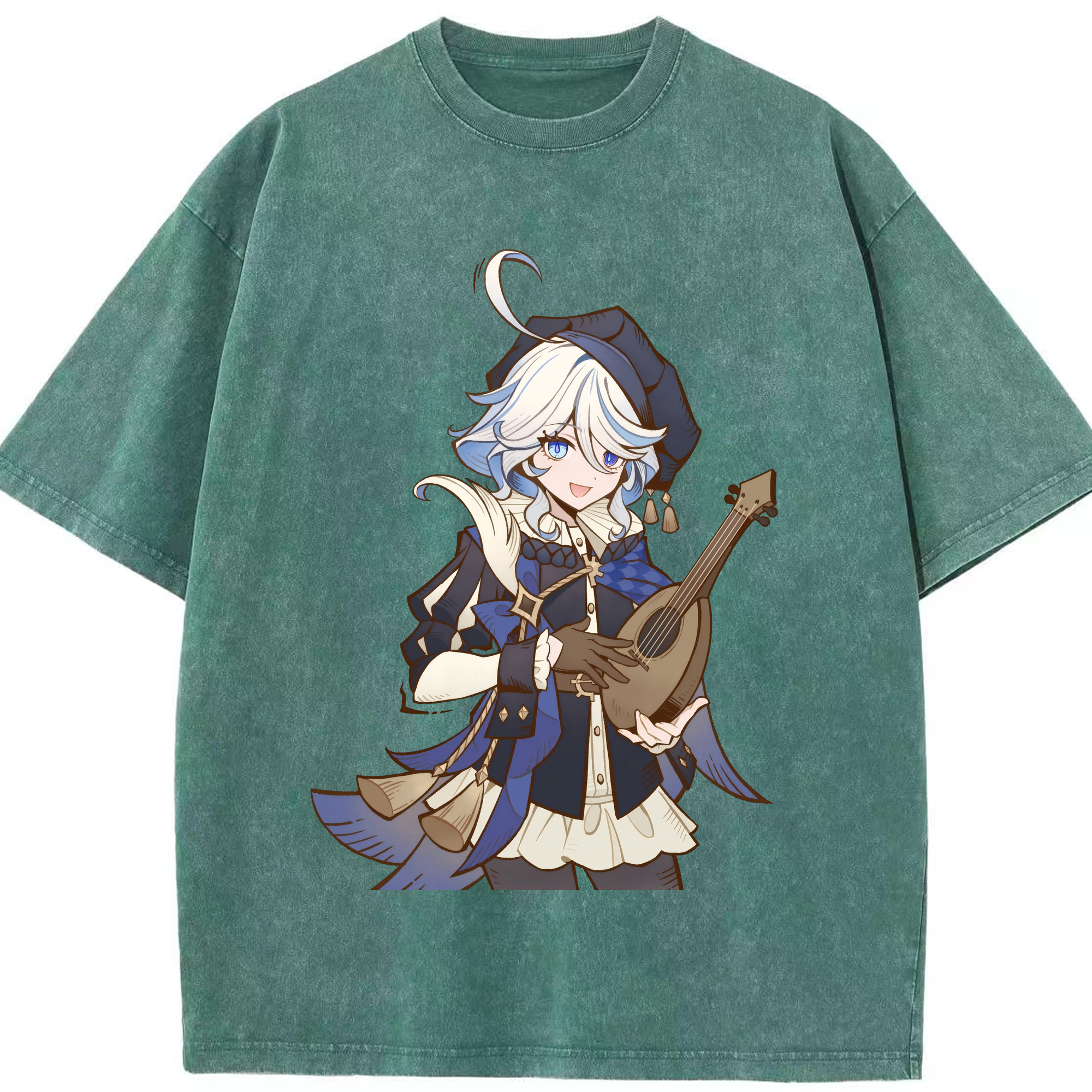 げんし神 フリーナ genshin Furina 綿100% ヴィンテージ風 半袖Tシャツ（フロントプリント）